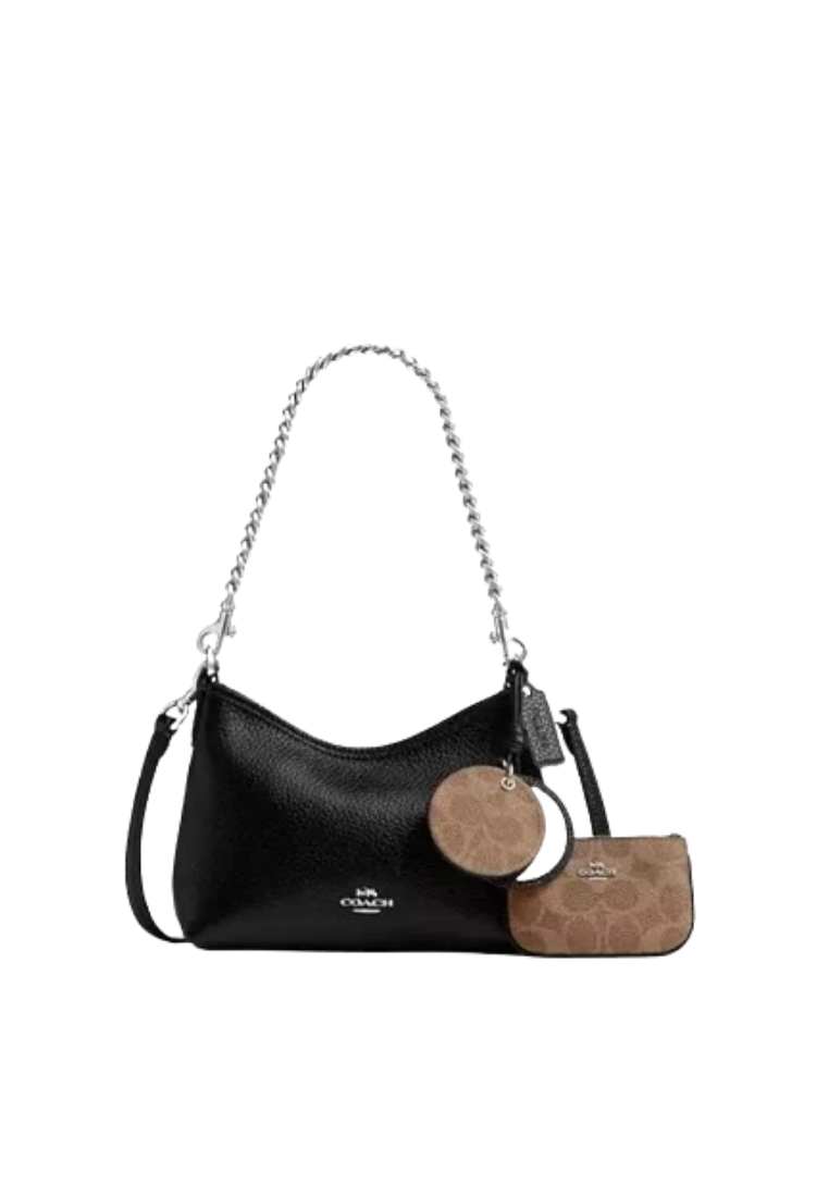 ( PREORDER ) Coach Laurel Small With Mirror Charm And Pouch Shoulder Bag In Black Tan CBI06