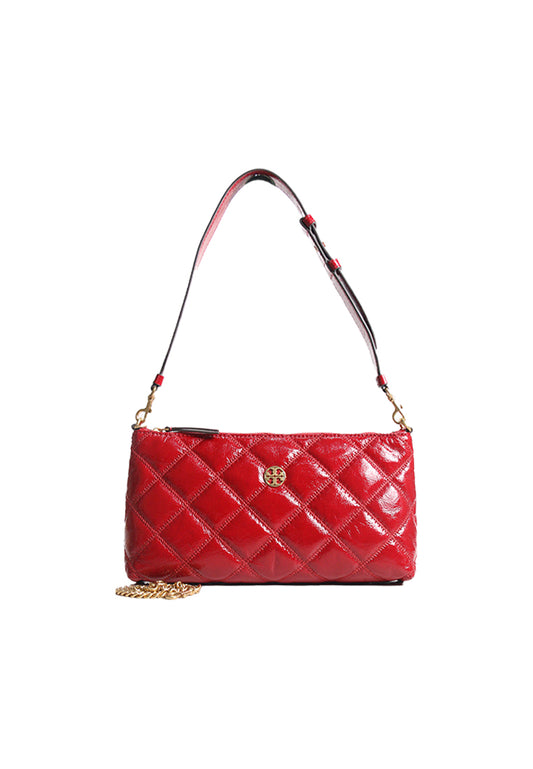 Tory Burch Willa Shine Zip Shoulder Bag In Berry 168007