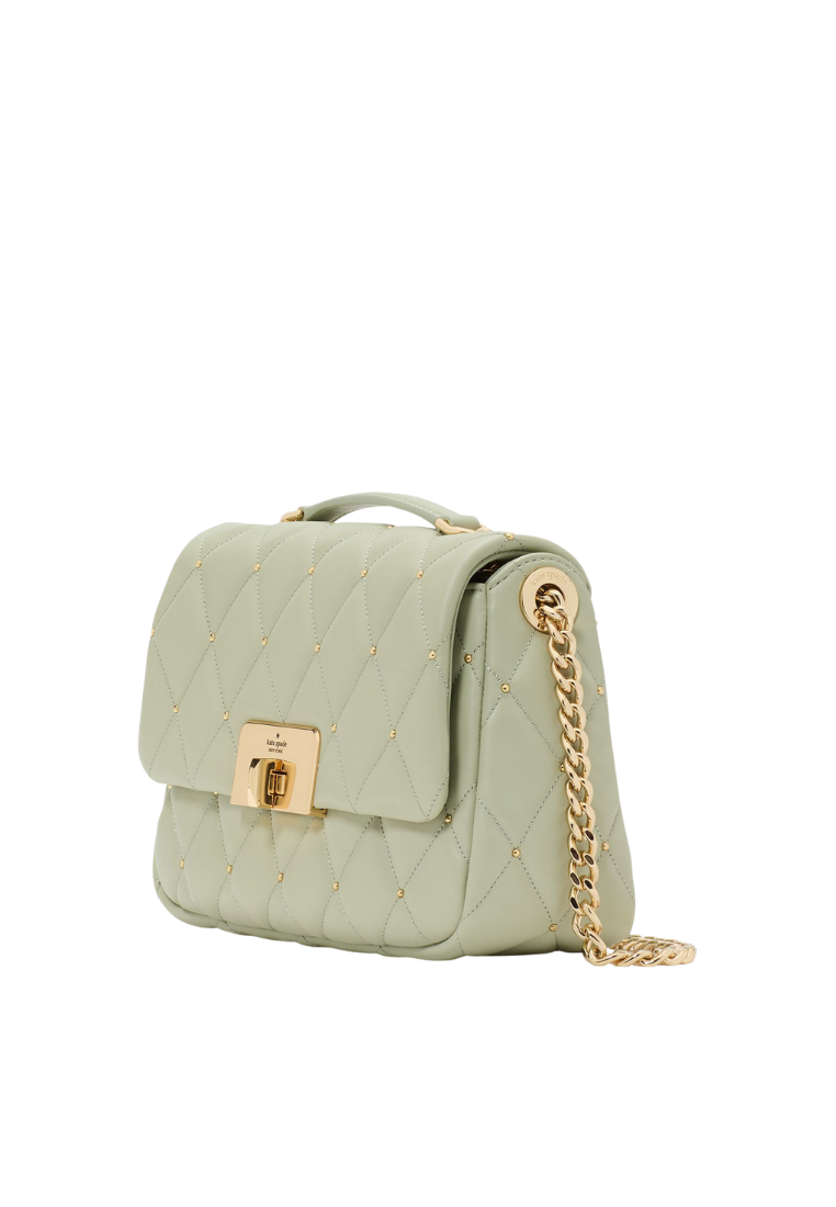 Kate Spade Carey Quilted Studs Small Flap Crossbody Bag In Sage Bundle KL889