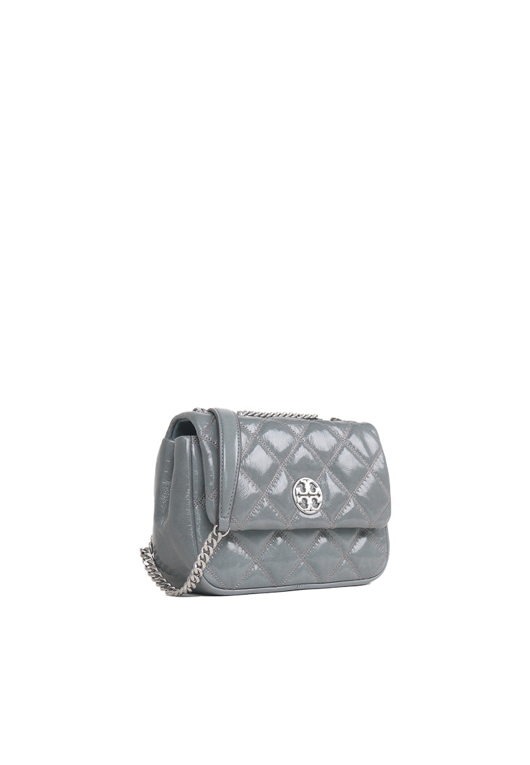 Tory Burch Willa Shine Small Shoulder Bag In Snow Cloud 152051