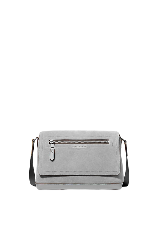 ( PREORDER ) Michael Kors Hudson Small Suede Messenger Bag In Quarry Grey 33F5GHDM0S
