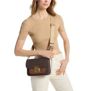 Michael Kors Signature Medium Sloan Editor 35T2GS9M2B Flap Messenger Crossbody Bag In Brown Acorn