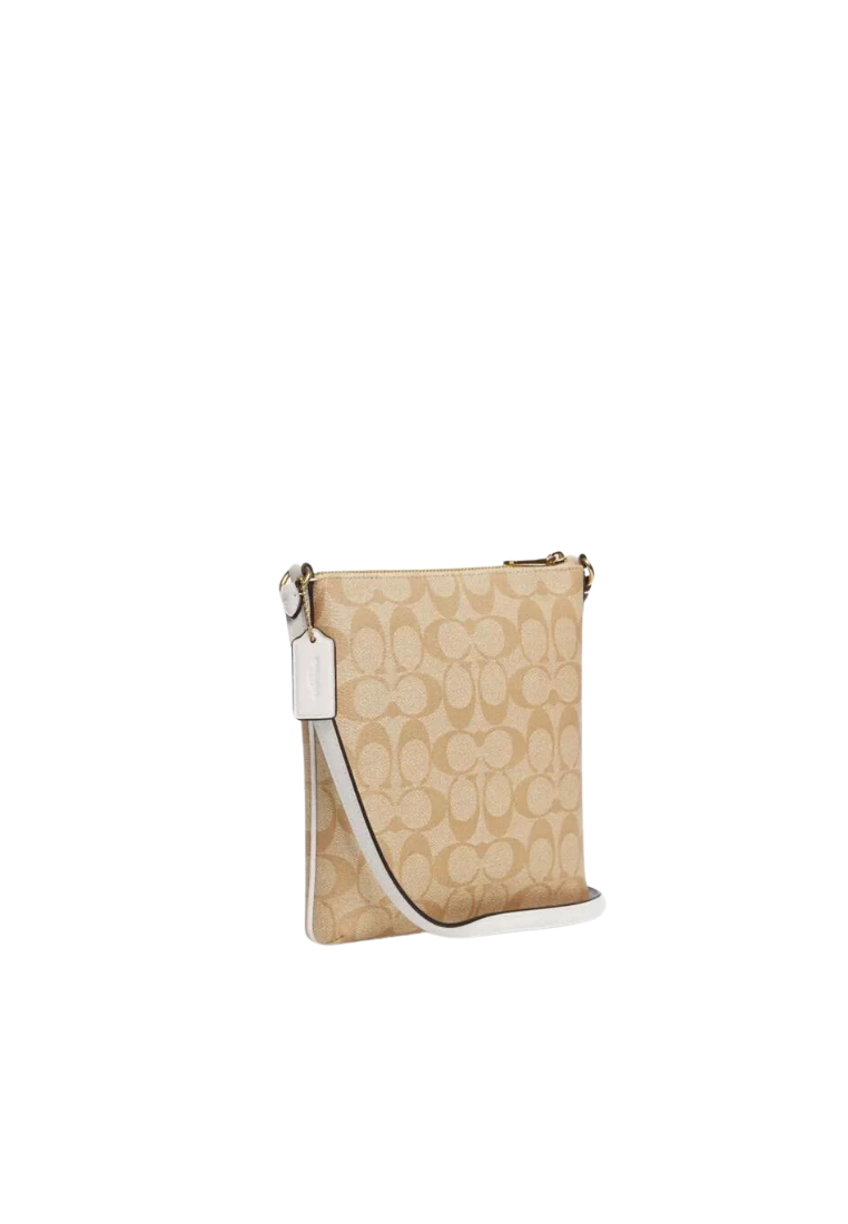 Coach Mini Rowan File Bag In Signature Canvas In Light Khaki Chalk CS182