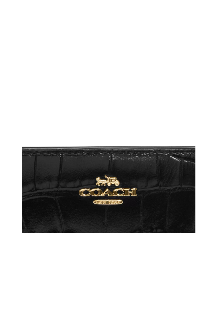 Coach Snap Wallet With Crocodile-Embossed leather In Black C6092