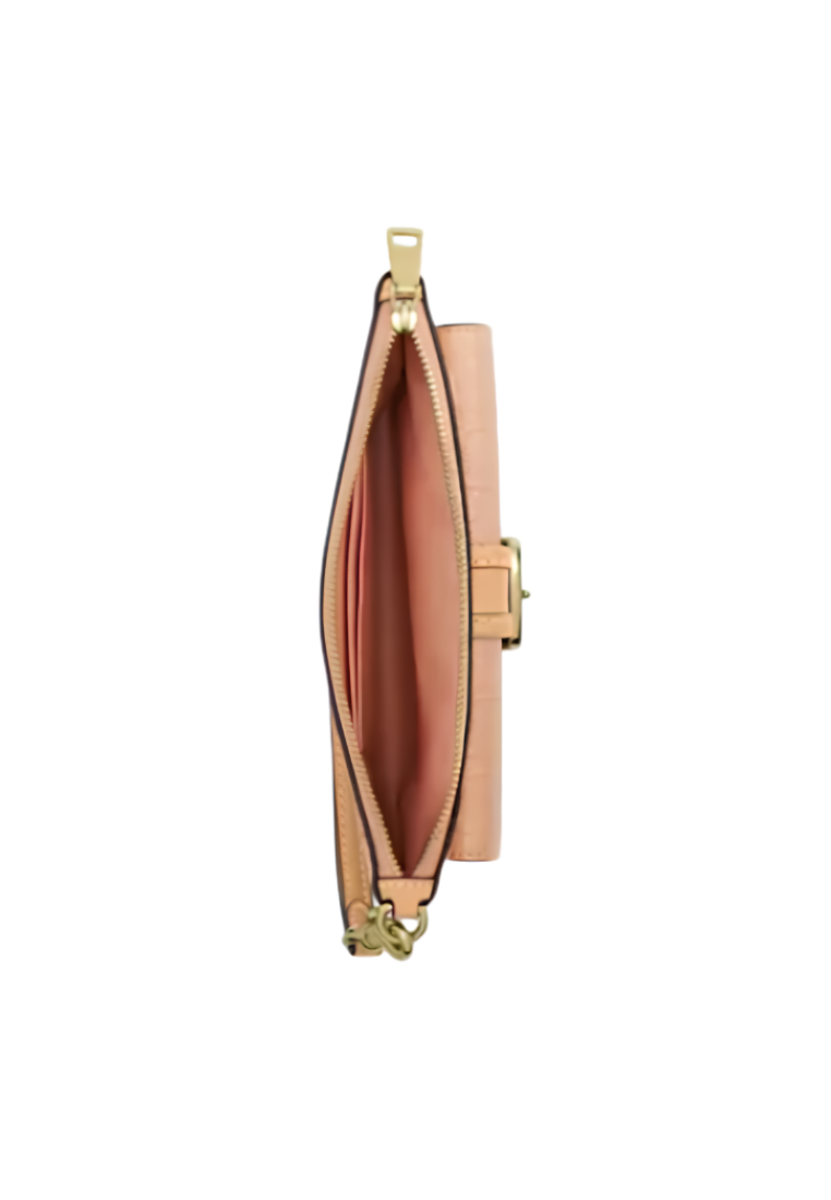 Coach Ashton Wristlet Signature Patent Leather In Faded Blush CEN12