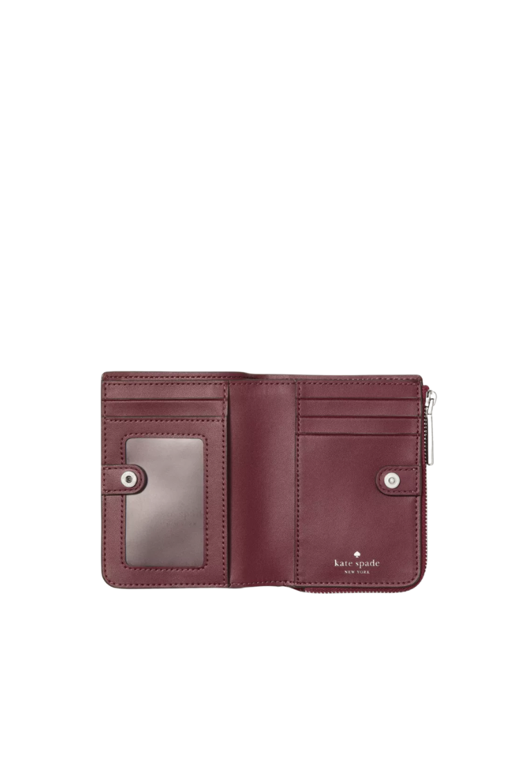 Kate Spade Shiny Quilted Small L-zip Wallet In Grenache KP306