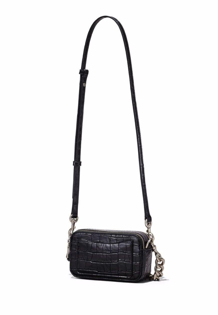 Marc Jacobs The Croc Embossed Snapshot Crossbody Bag In Black H154L01SP22