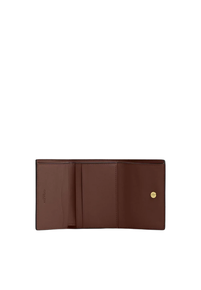 Coach Card Holder Wallet Signature Canvas In Tan Brown CZ034