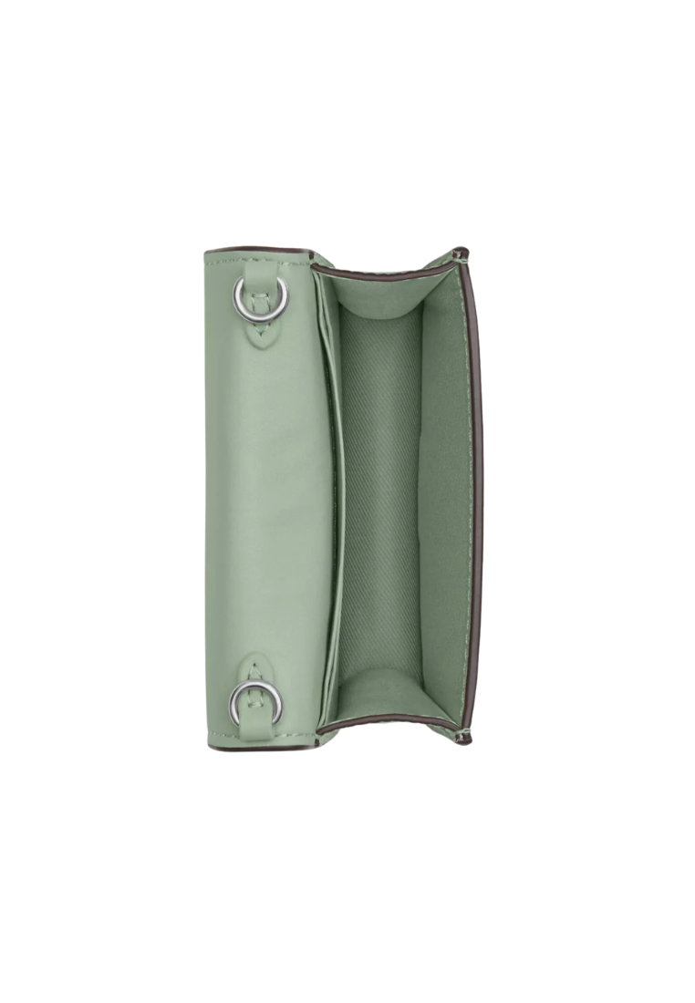 Coach Mini Wallet On Chain Embossed Leather In Pale Green CR372