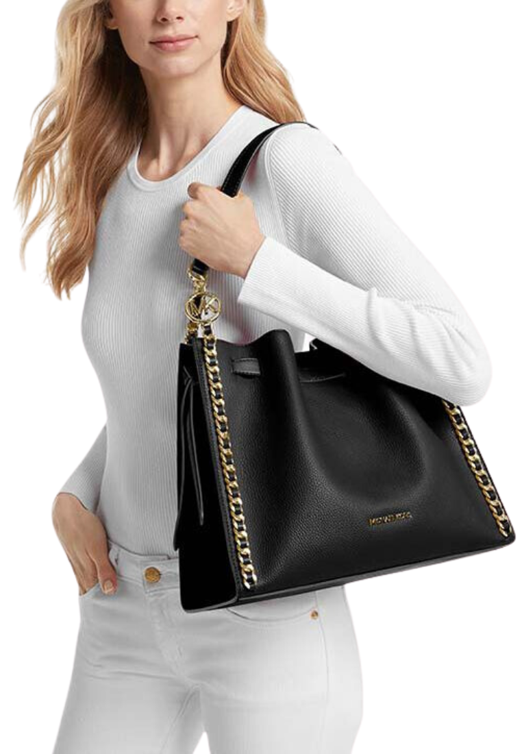 Michael Kors Mina Large Chain Shoulder Bag In Black 35H3G4ML3I
