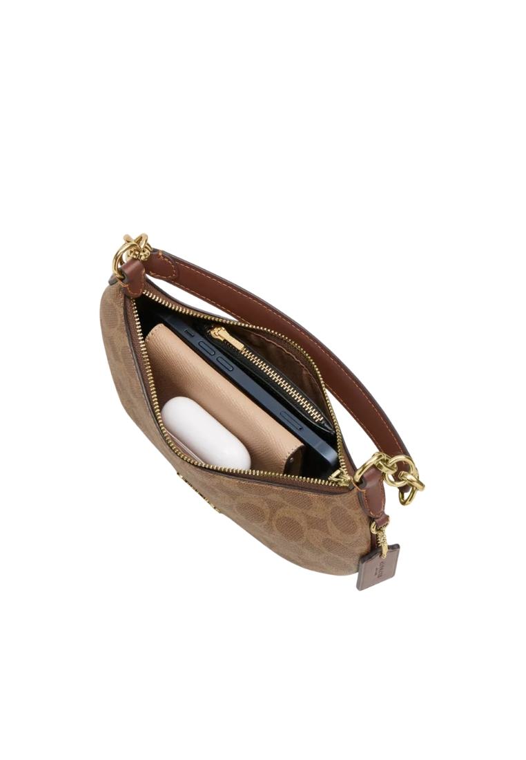 Coach Mini Payton Shoulder Bag In Signature Canvas In Tan Brown CEL06