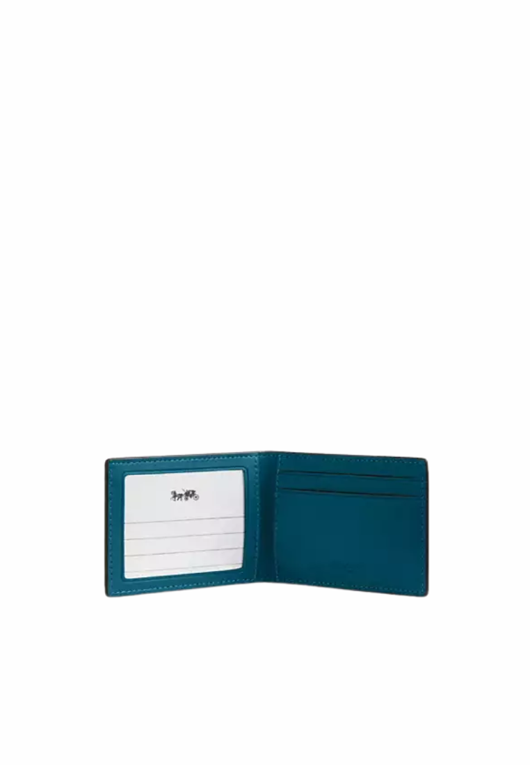 Coach Compact Billfold Wallet In Signature Canvas In Aqua Marine Teal CW368