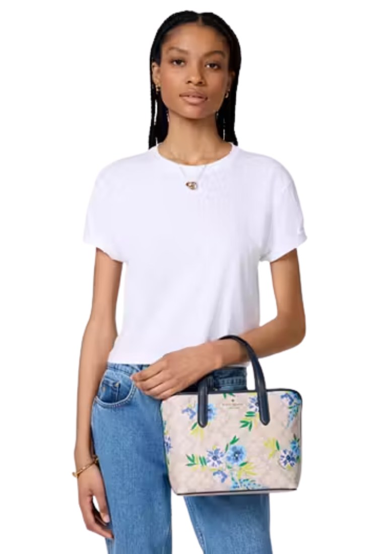 Kate Spade Signature Spade Flower Tote Bag Floral Small In Blazer Blue KL002