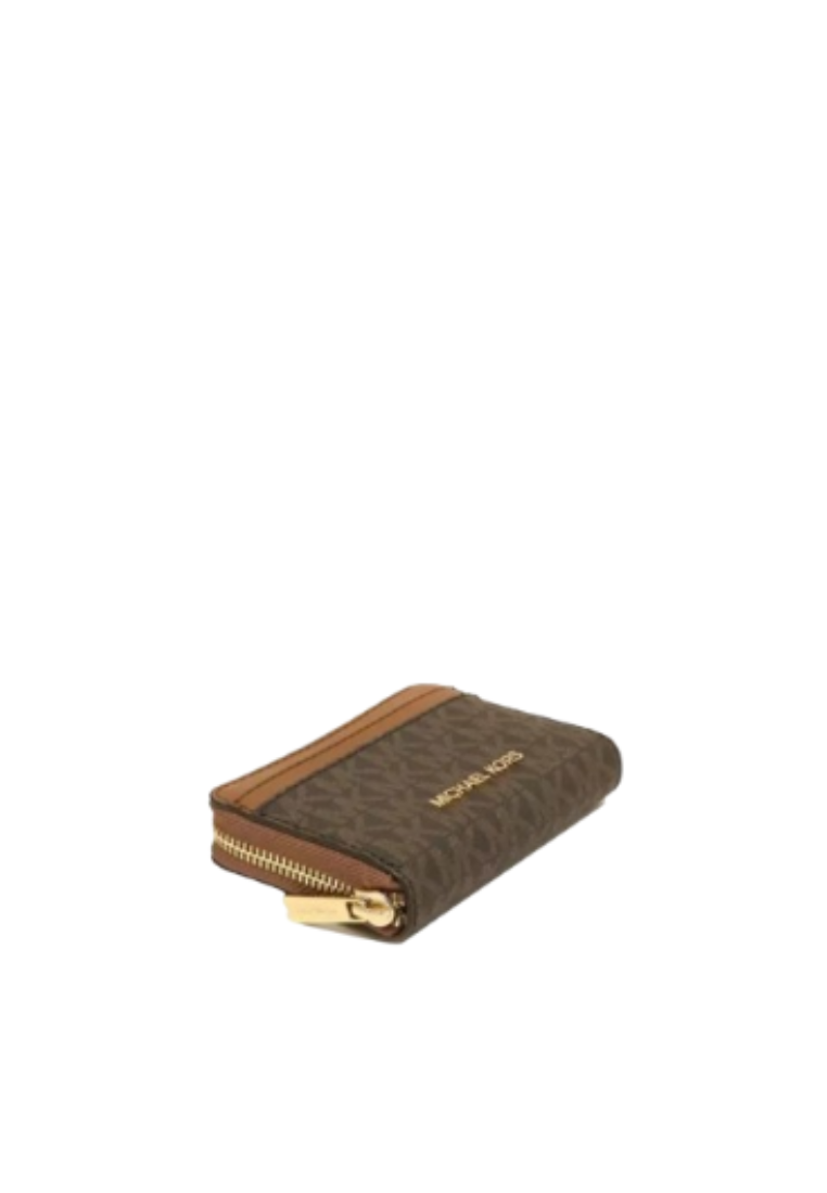 Michael Kors Medium Signature 35H9GTVZ2B Zip Around Card Case Wallet In Brown Acorn