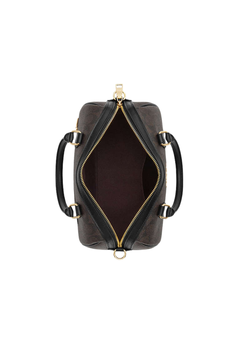 Coach Rowan Satchel Bag In Signature Canvas In Walnut Black CV961