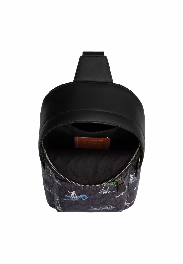 Coach West Pack Crossbody Bag In Signature Canvas In Charcoal Multi CBJ12