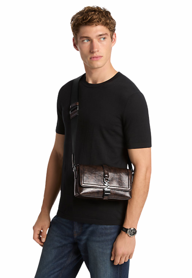 Michael Kors Cyrus Small Distressed Crossbody Bag In Chocolate 37F5SCYM0Y