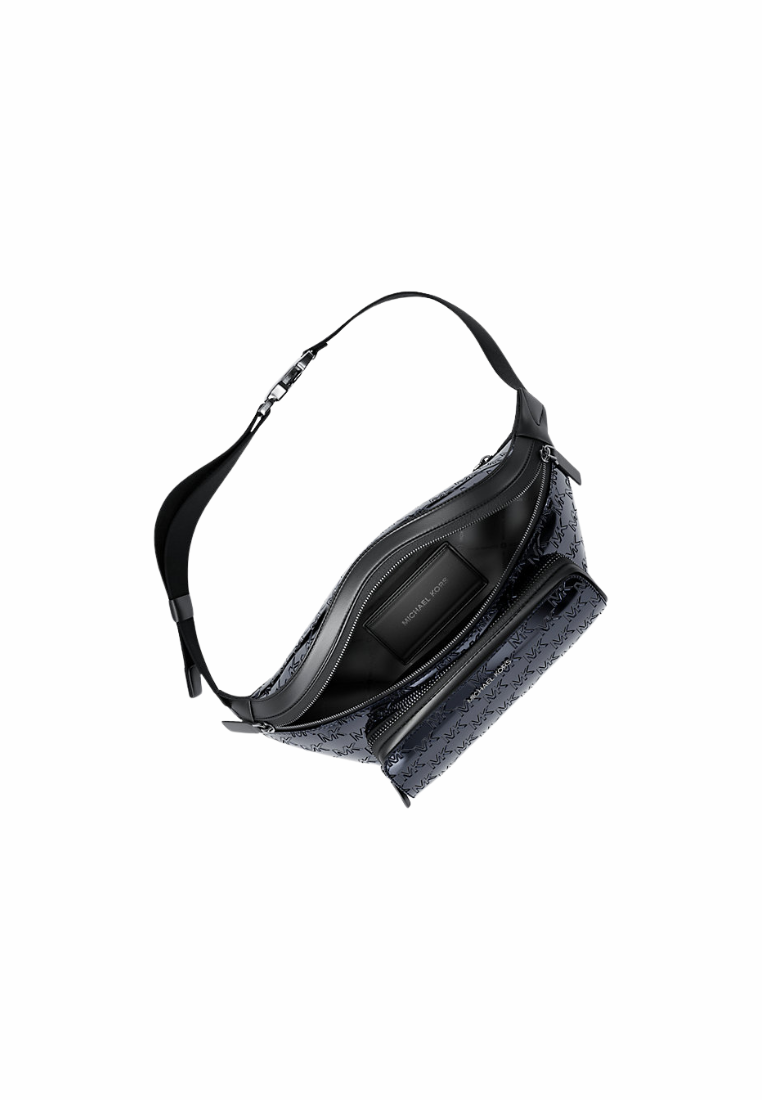 Michael Kors Cooper Medium Metallic Logo Debossed Utility Sling Bag In Navy Blue Marine 37F5LCOY9O