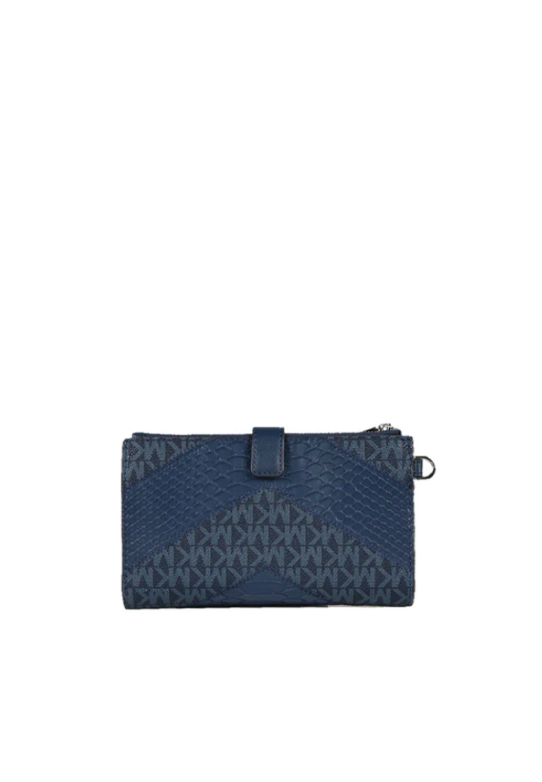 Michael Kors Jet Set Travel Large Wristlet Double Zip In Navy Multi 35R4STVW3B