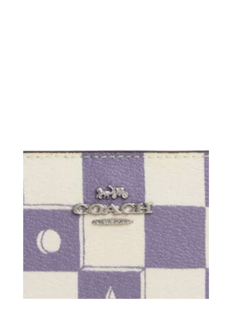Coach Snap Wallet With Checkerboard Print In Light Violet CT217