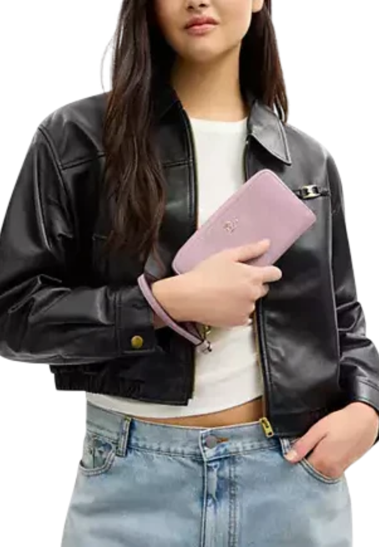 Coach Long Zip Around Wallet With Quilting In Carnation CEL63