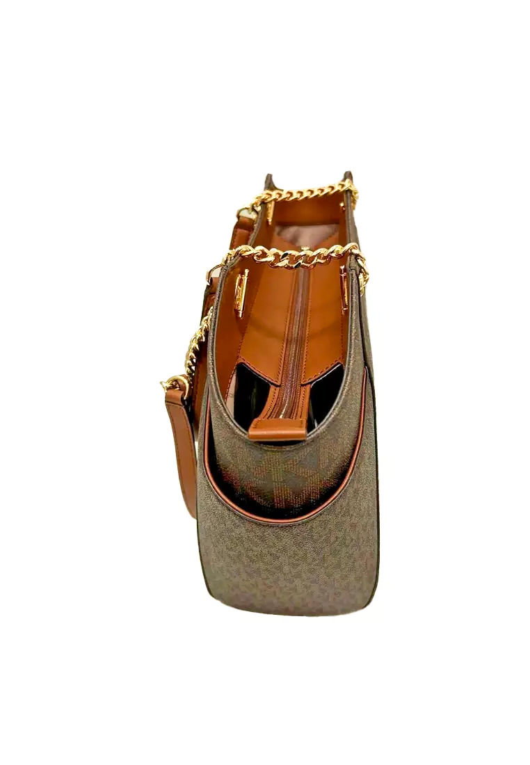Michael Kors Pratt Large Chain Handbag Tote Bag In Brown 35S4GTVT3B