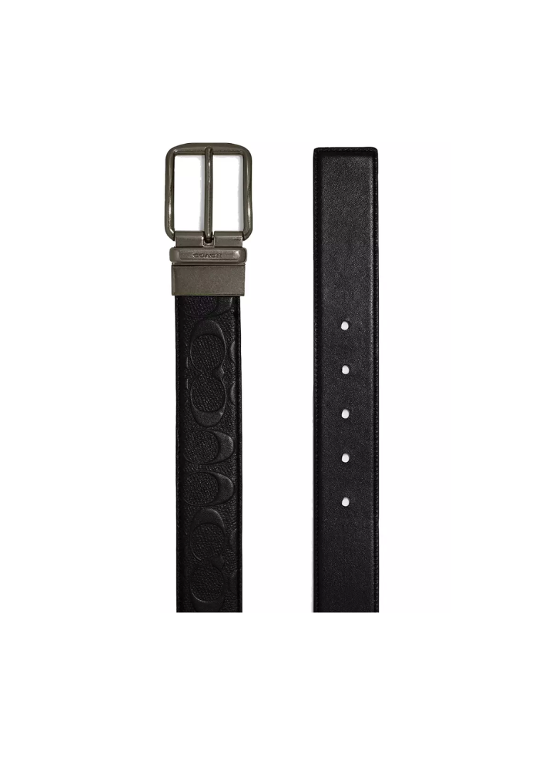 Coach Harness Buckle Cut To Size Reversible Belt In Black CQ024