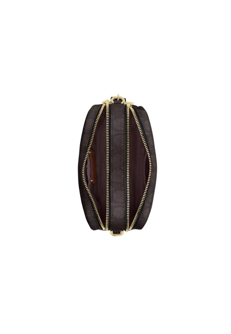Coach Mini Carey Crossbody Bag In Signature Canvas In Walnut Black CEK69