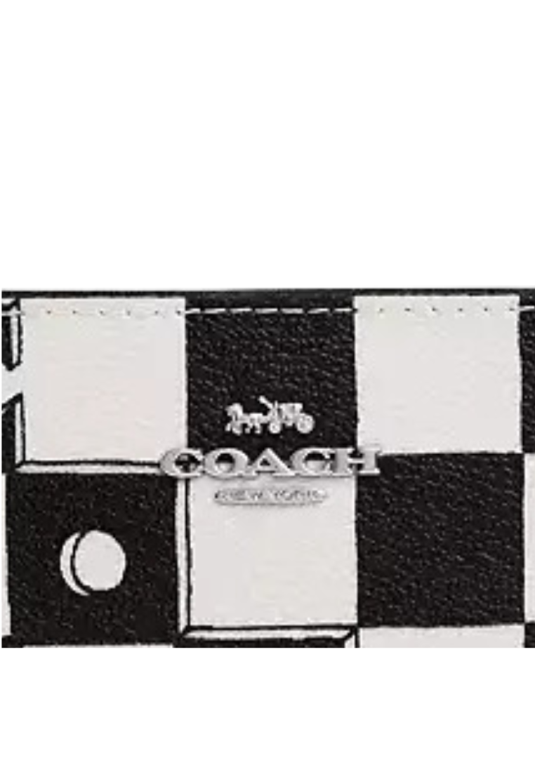 Coach Snap Wallet With Checkerboard Print In Black Chalk CT217