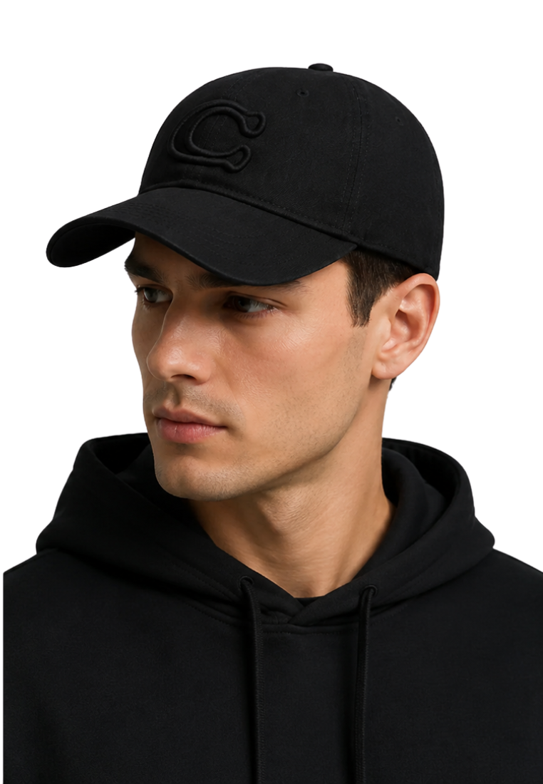 ( PREORDER ) Coach Signature Patch Baseball Hats In Black CCN89
