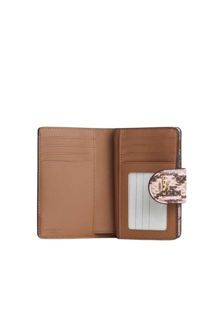 Coach Medium Snake-Embossed Leather Wallet Corner Zip In Pink CEL81