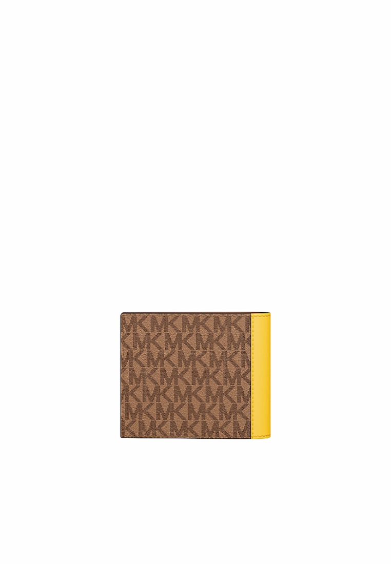 Michael Kors Cooper Signature Logo Billfold With Passcase Wallet In Daisy Yellow 36S5LCOF2B