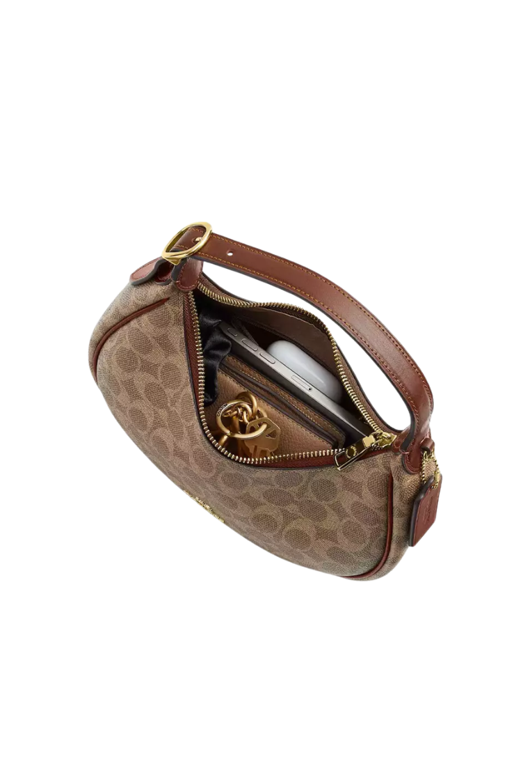 Coach Emily Shoulder Bag In Signature Canvas In Tan Brown CDX17