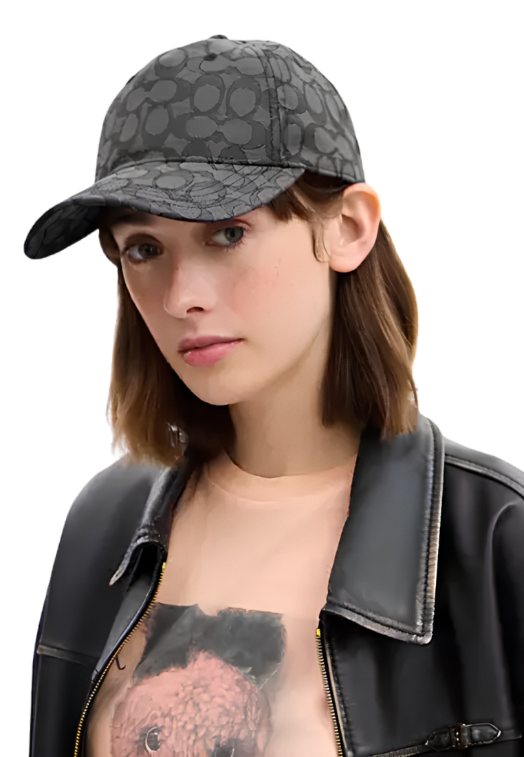 ( PREORDER ) Coach Signature Jacquard Baseball Hats In Charcoal CCN92
