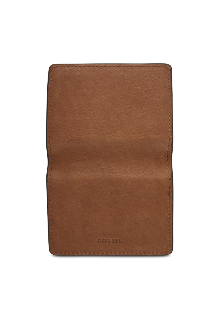 ( AS IS ) Fossil Gregg SML1756210 Magnetic Leather Card Case In Medium Brown