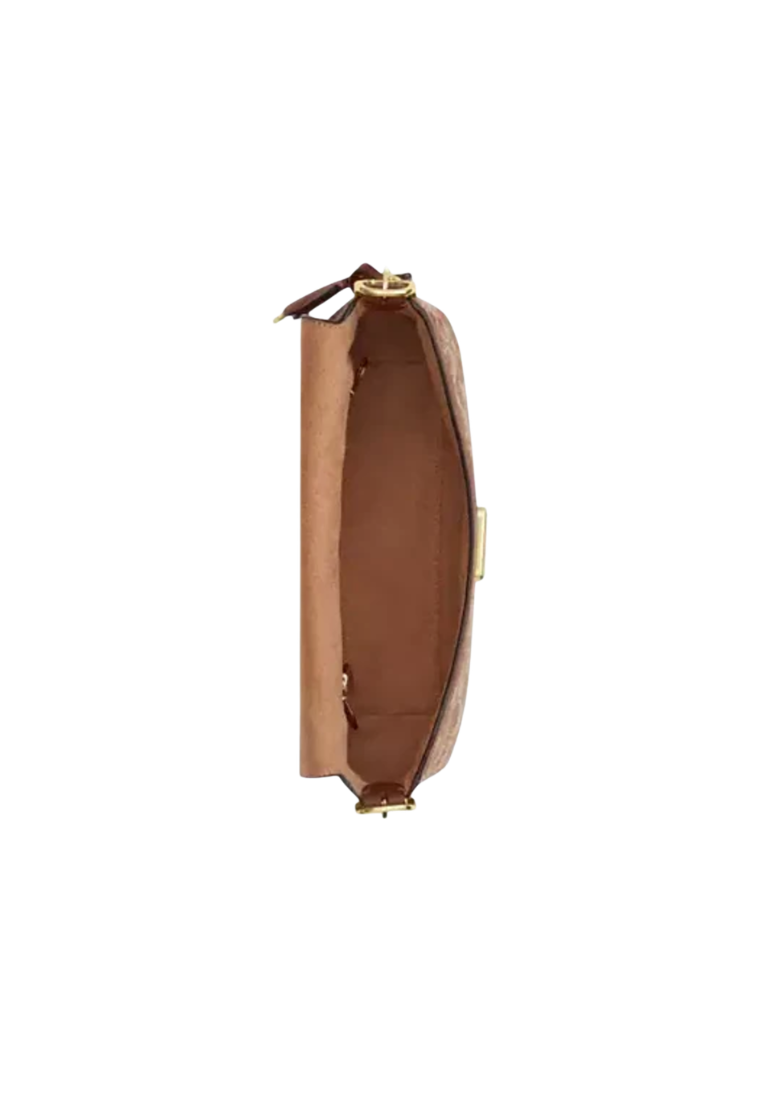 Coach Etta Small Flap Shoulder Bag In Signature Chenille In Vintage Brown CCV65