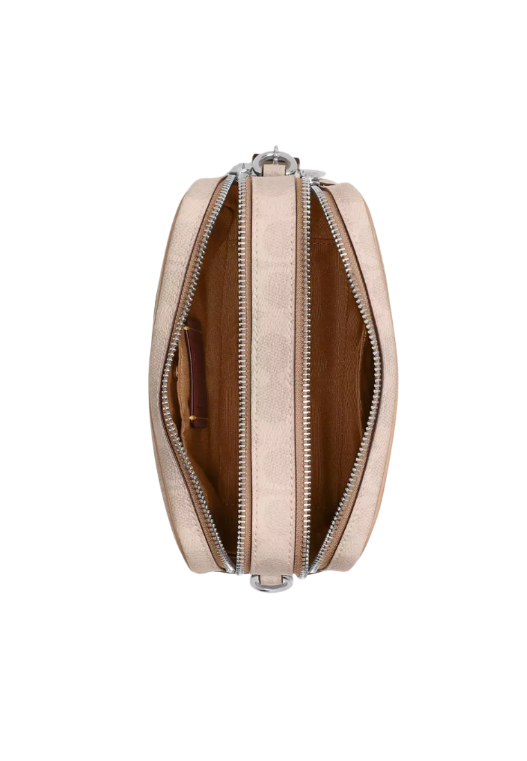 Coach Mini Shoulder Bag Carey With Signature Canvas In Sand Taupe CEK69