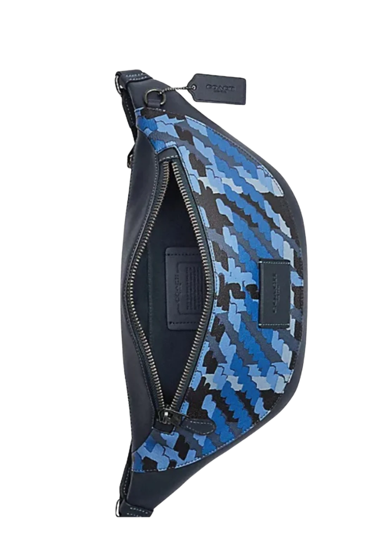 Coach Warren Belt Bag With Blue Plaid Print In Denim Multi CN406