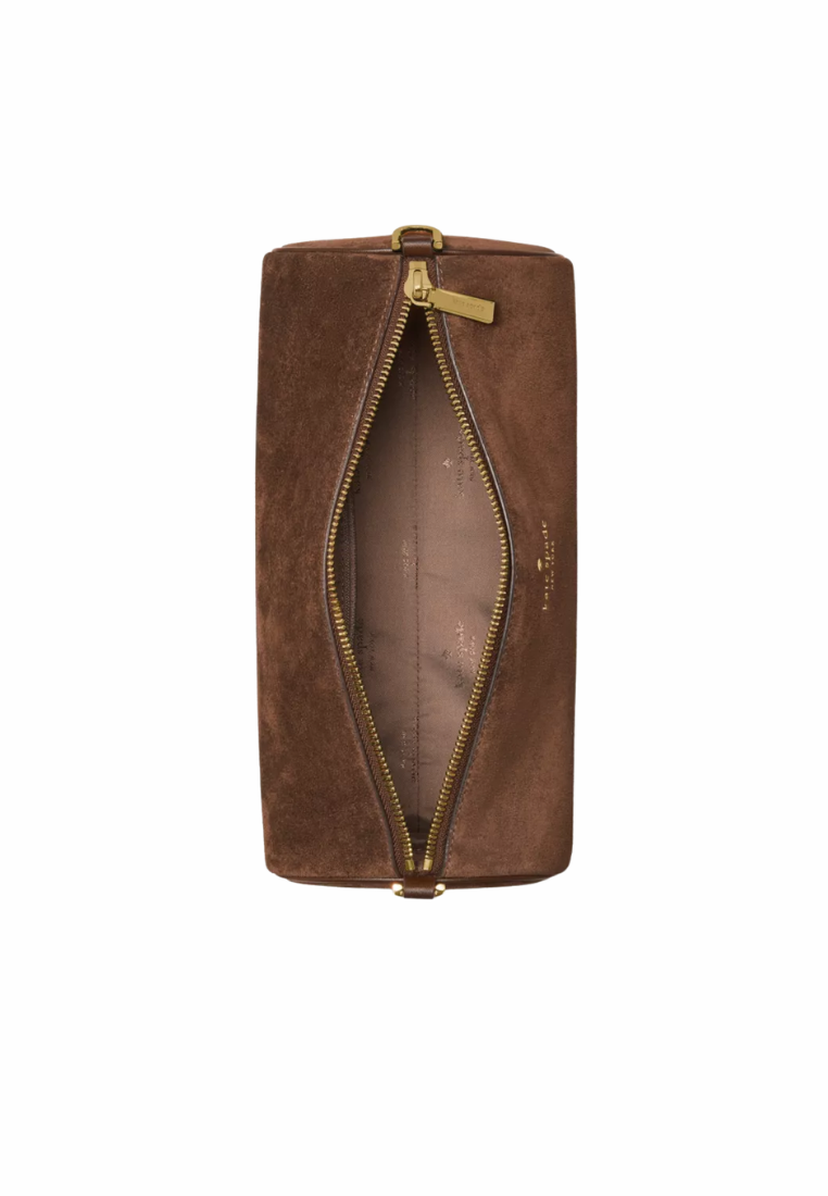 Kate Spade Roulette Suede Medium Shoulder Bag In Hot Fudge KM699