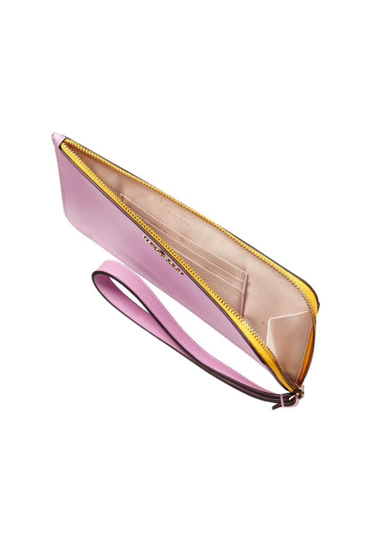 Kate Spade Lucy Bicolor Medium L Zip Wristlet In Berry Cream KH765