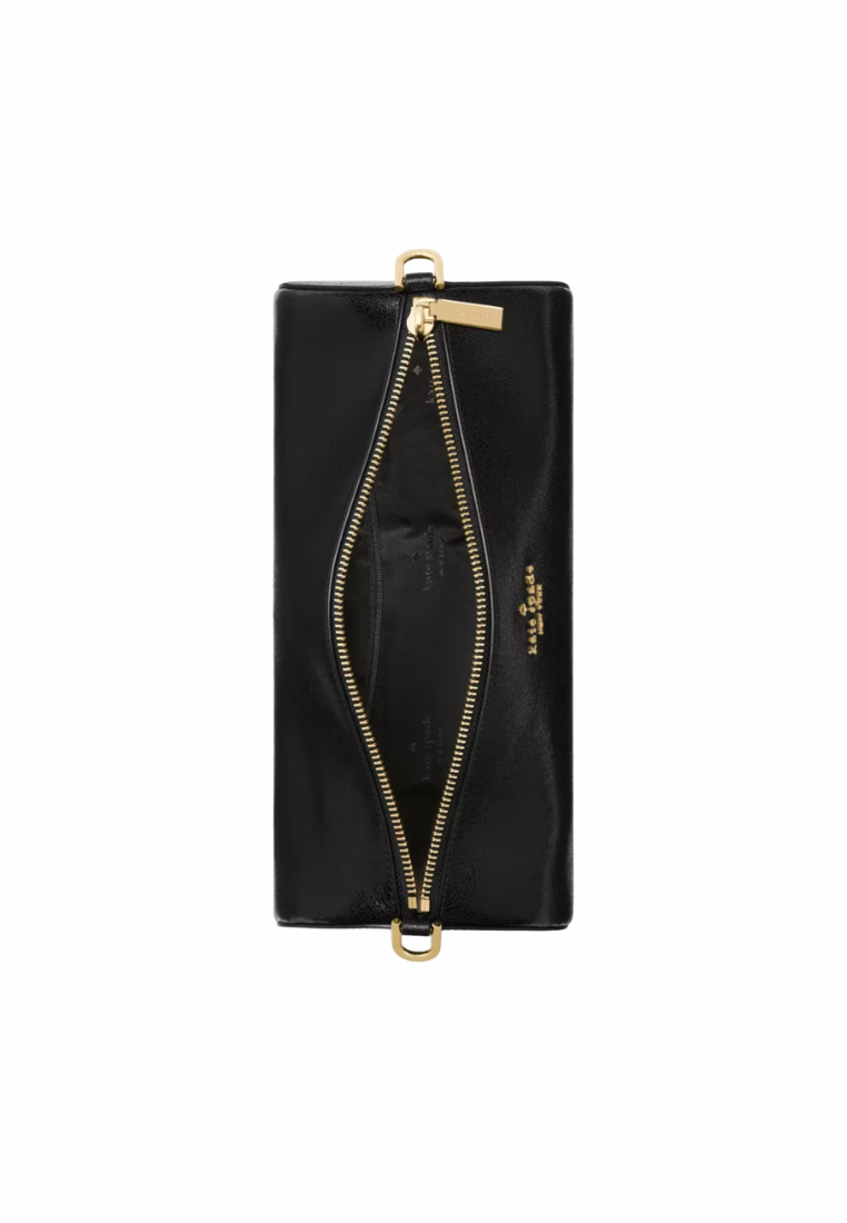 Kate Spade Roulette Glazed Leather Medium Shoulder Bag In Black KN202