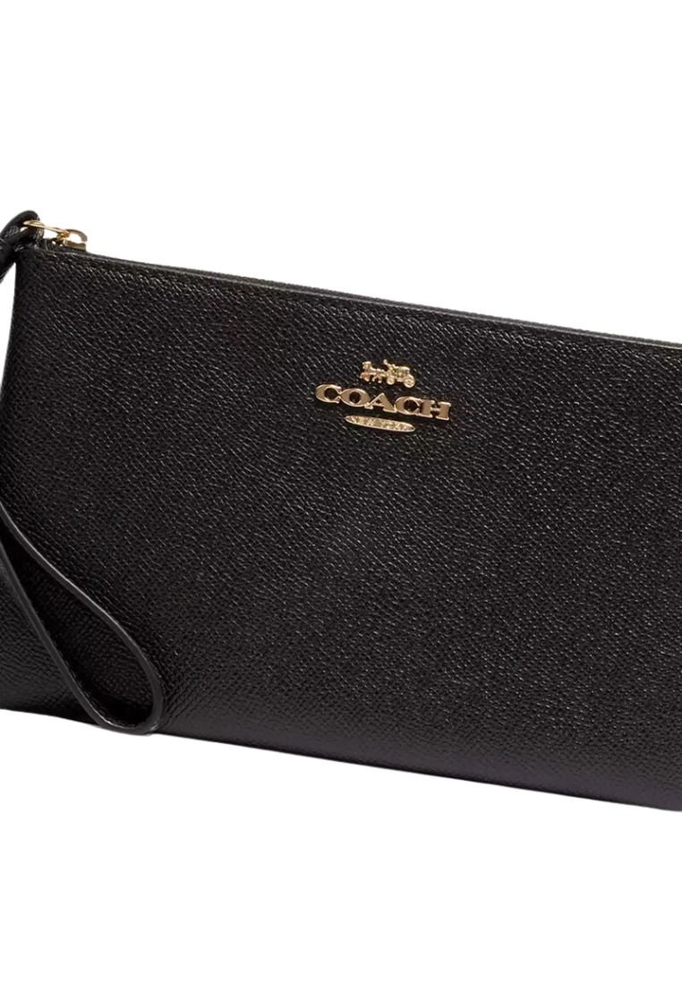 Coach Corner Zip Wristlet Large In Black CV395