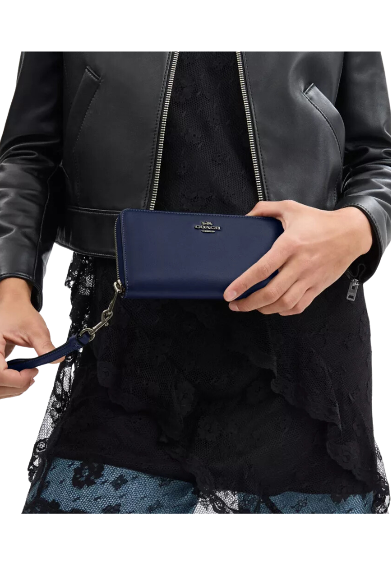 Coach Long Zip Around Wallet In True Navy CR623