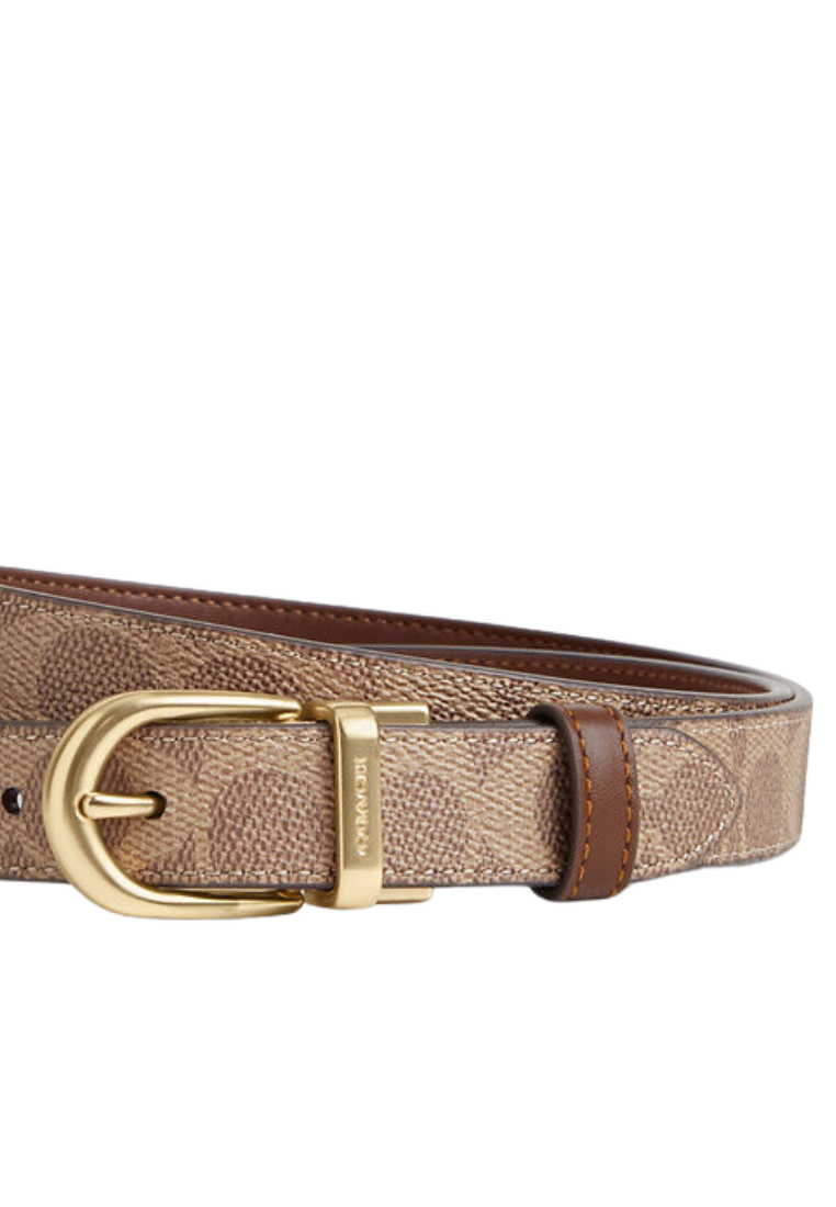 Coach Harness Buckle Cut-To-Size Reversible Belt In Tan Brown CX057