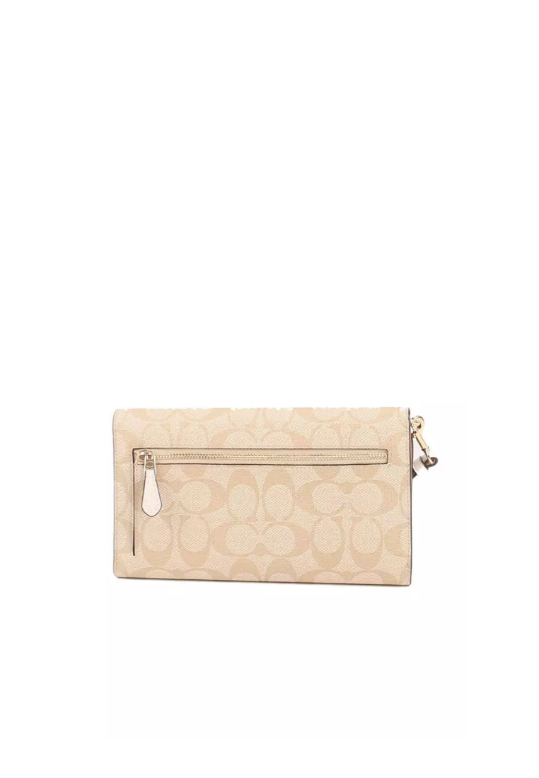 Coach Signature Travel C1962 Envelope Wallet In Light Khaki Chalk