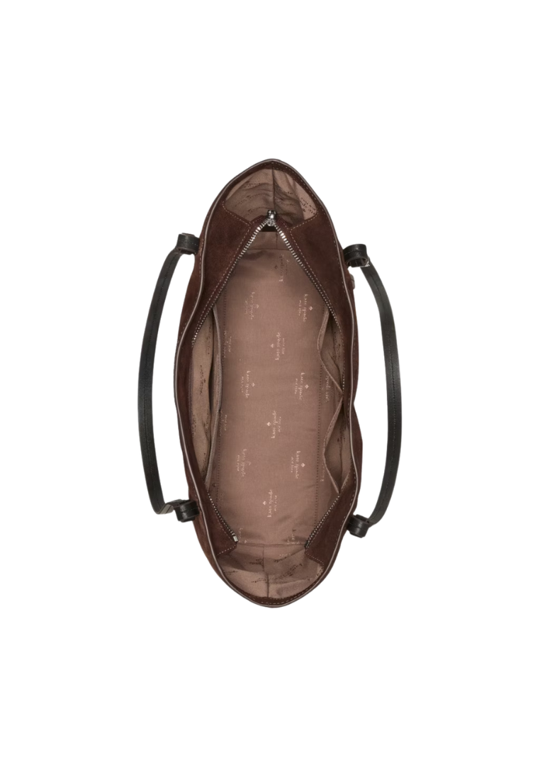 ( PREORDER ) Kate Spade Marlowe Suede Tote Bag In Hot Fudge Multi KP264