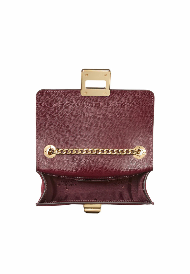 Kate Spade Phoebe Suede Turnlock Mini Flap Crossbody Bag In Dark Merlot KM146
