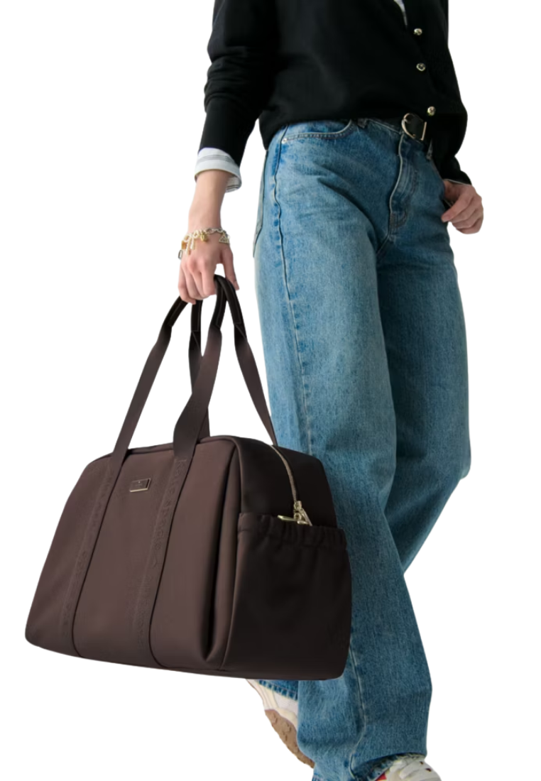 ( PREORDER ) Kate Spade Carter Nylon Weekender Bag In Hot Fudge KL968