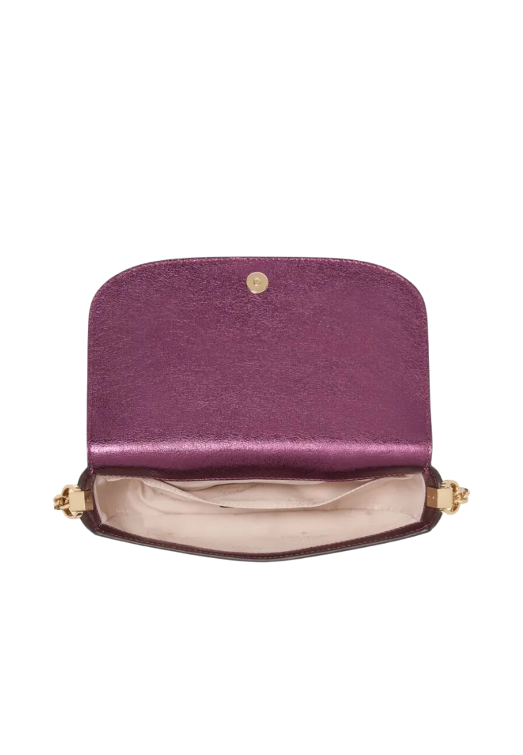 Kate Spade Krista Metallic Chain Flap Crossbody Bag In Dark Raspberry KI955