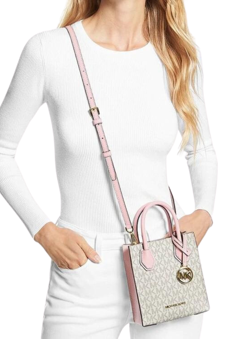 Michael Kors Mercer Extra-Small Logo Crossbody Bag In Powder Blush Multi 35T1GM9C0I